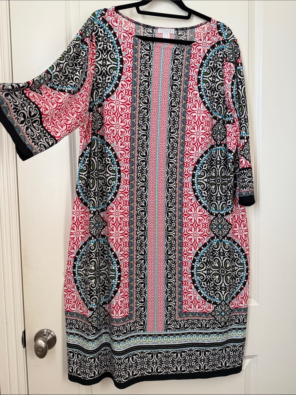 Pink & Black Patterned Midi Dress